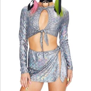 Club Exx MERCURY RISING HOLOGRAPHIC SKIRT SET NWT
